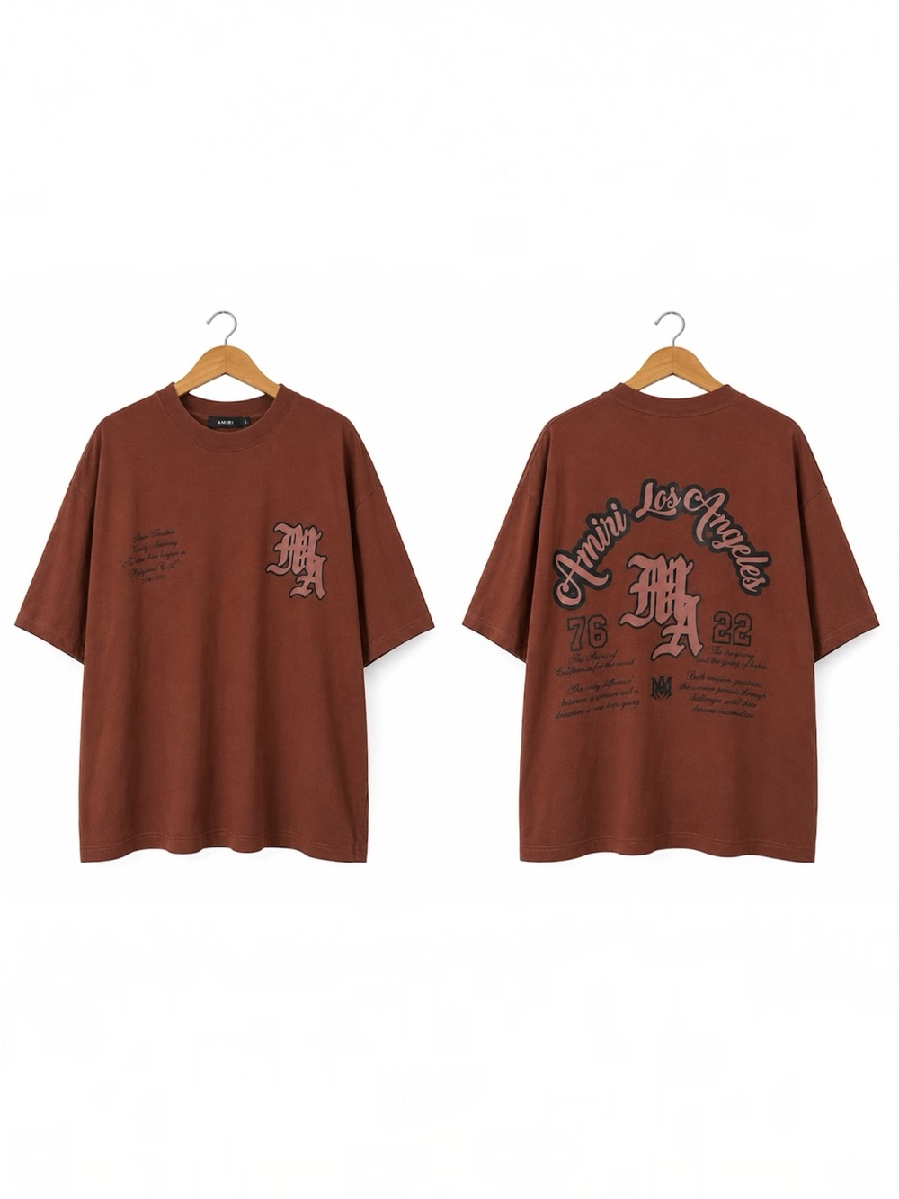 AMIRI Varsity Academy Graphic Oversized T-Shirt Rust Brown